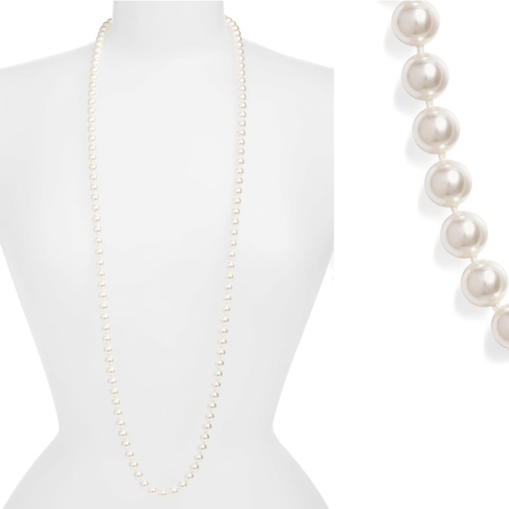 NWOT Nadri 36in Glass Pearl Strand Rope Necklace